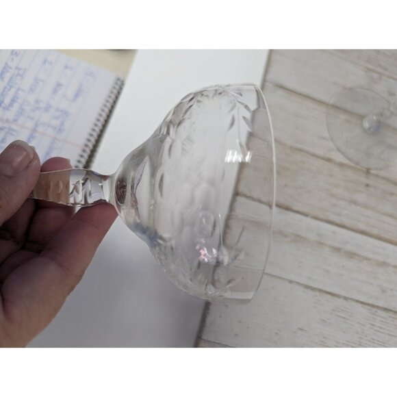 Set Of 4 Vintage Flower Etched Crystal Sherbet Champagne Glasses 5 7/8” Clear - Picture 8 of 8